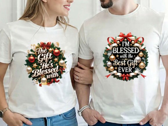 Blessed Gift Couple Quote Christmas Png & Illustrations