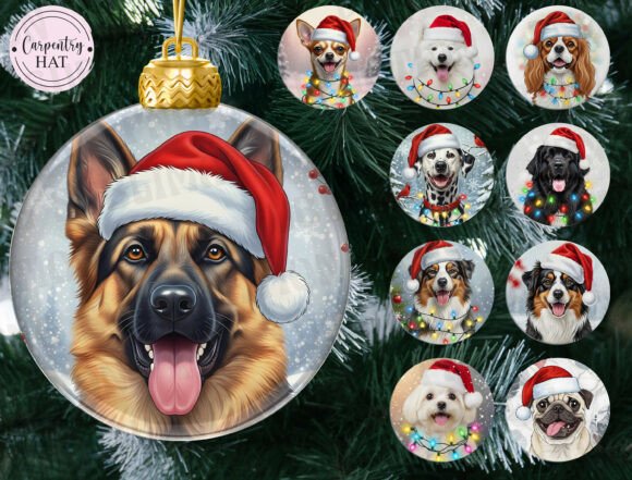 Christmas Dog Ornament PNG & Illustrations