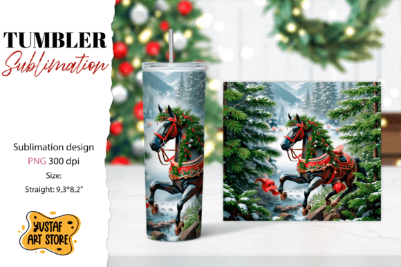 Christmas Horse Tumbler Illustrations Review