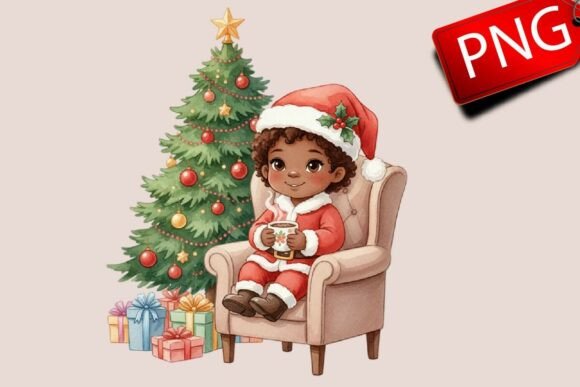 Christmas Png- Christmas Black Girl Png Illustrations