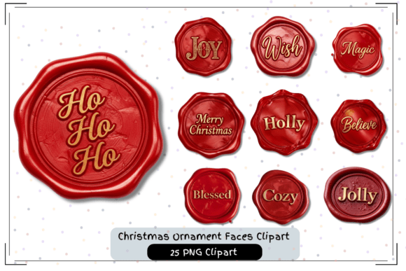 Christmas Words Wax Seals Bundle: Festive Illustrations