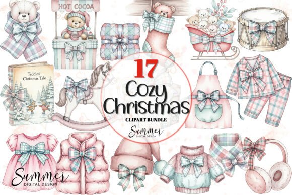 Cozy Warm Winter Christmas Clipart Illustrations