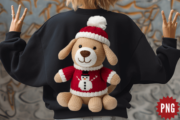 Crochet Yarn Christmas Doodle Dog PNG De Illustrations
