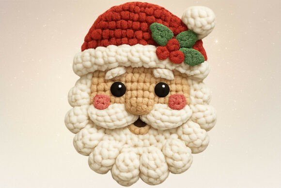 Crochet Yarn Santa PNG for Festive Illustrations