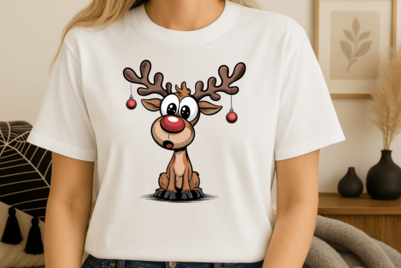 Cute Cartoon Reindeer Christmas PNG & Illustrations