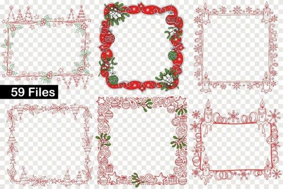 Doodle Christmas Frame PNG Bundle & Illustrations