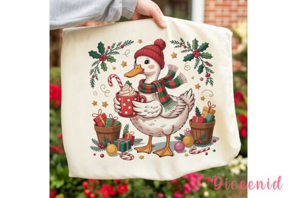 Festive Christmas Duck Clipart PNG Illustrations