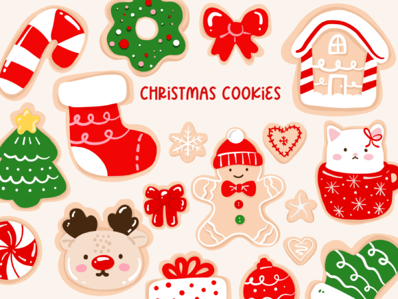 Gingerbread Christmas Cookies Clipart & Illustrations