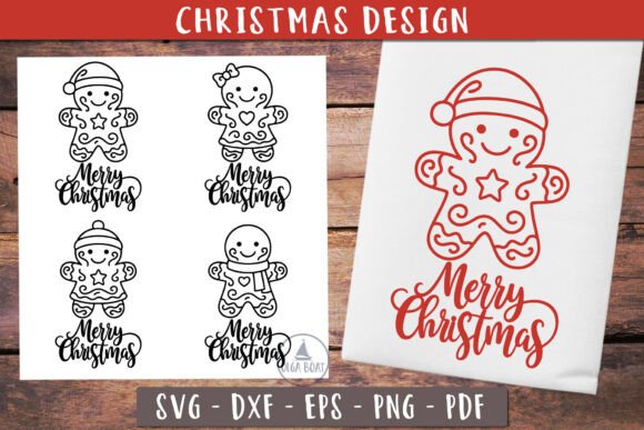 Gingerbread Christmas SVG Kitchen Towel Illustrations