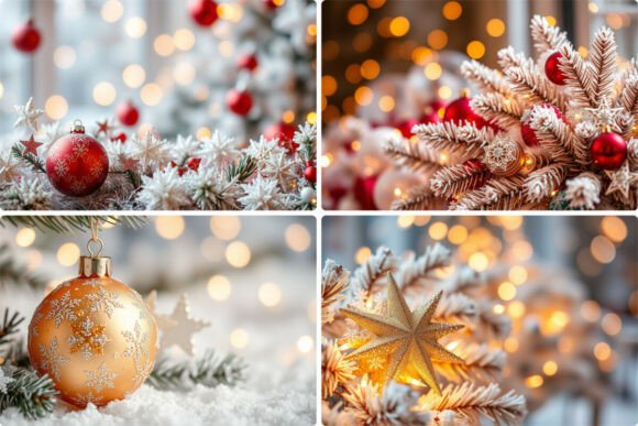 Glamorous Gold and Silver Christmas Illustrations