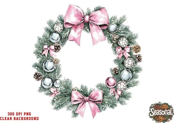 Pale Frost Christmas Wreath PNG: Editorial Illustrations