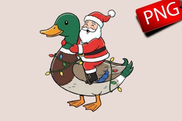 Santa Riding Duck Christmas Xmas PNG Review