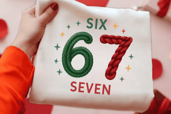 Six Seven Christmas Png Faux Yarn Illustrations