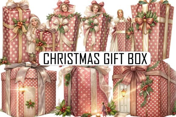 Whimsical Christmas Gift Box Illustrations Review