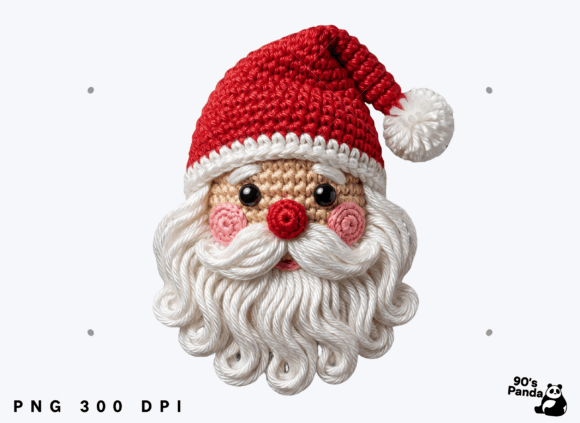 Yarn Crochet Christmas Santa PNG for Illustrations